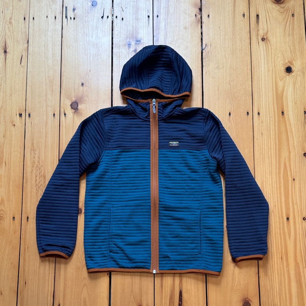 L.L.Bean Kids' Airlight Full-Zip Hoodie, Colorblock. Size L 14/16